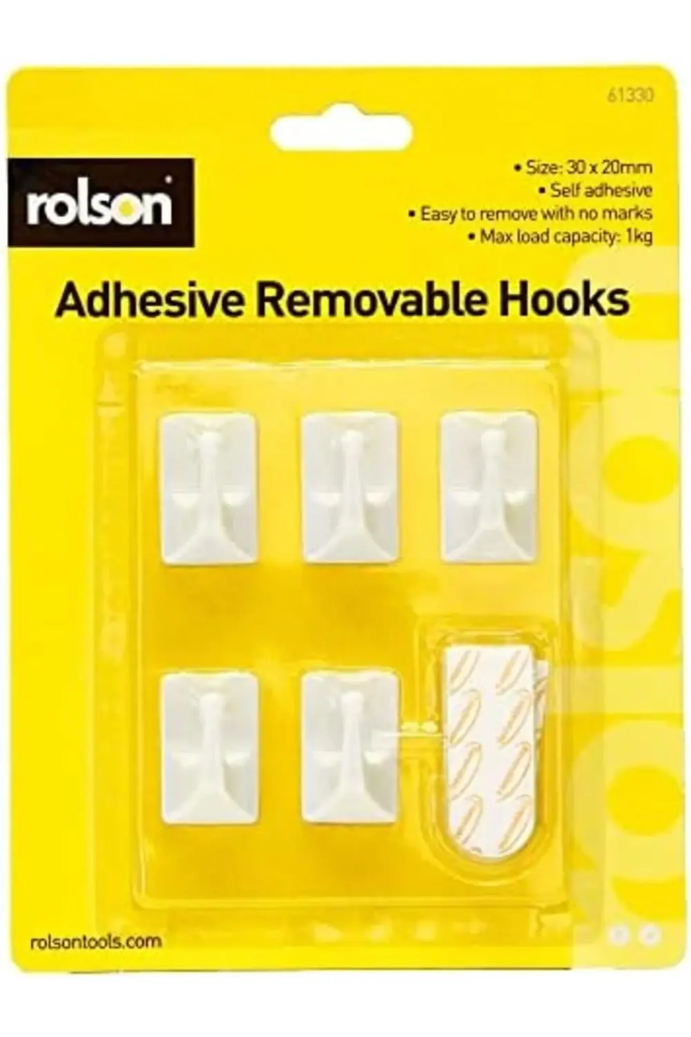 61330 5 pc 30 x 20 mm Removable Adhesive Hooks 1155328