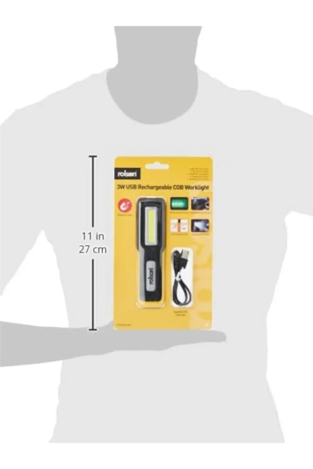 61467 3W USB Rechargeable COB Torch & Lamp 1185222