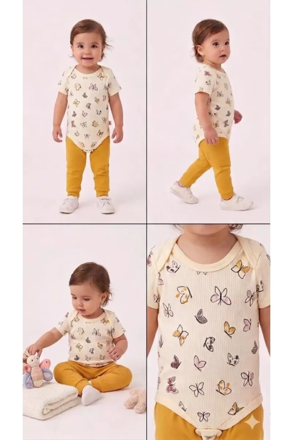 6/18 Ay Baskılı Zıbınlı Penye Bebek Takımı