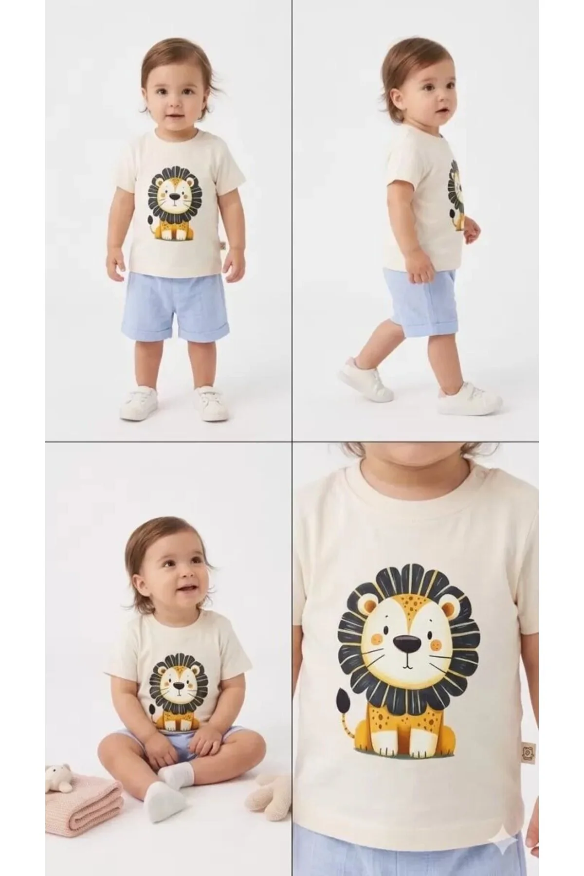6/24 Ay Keten Şortlu Basic Bebek Takımı