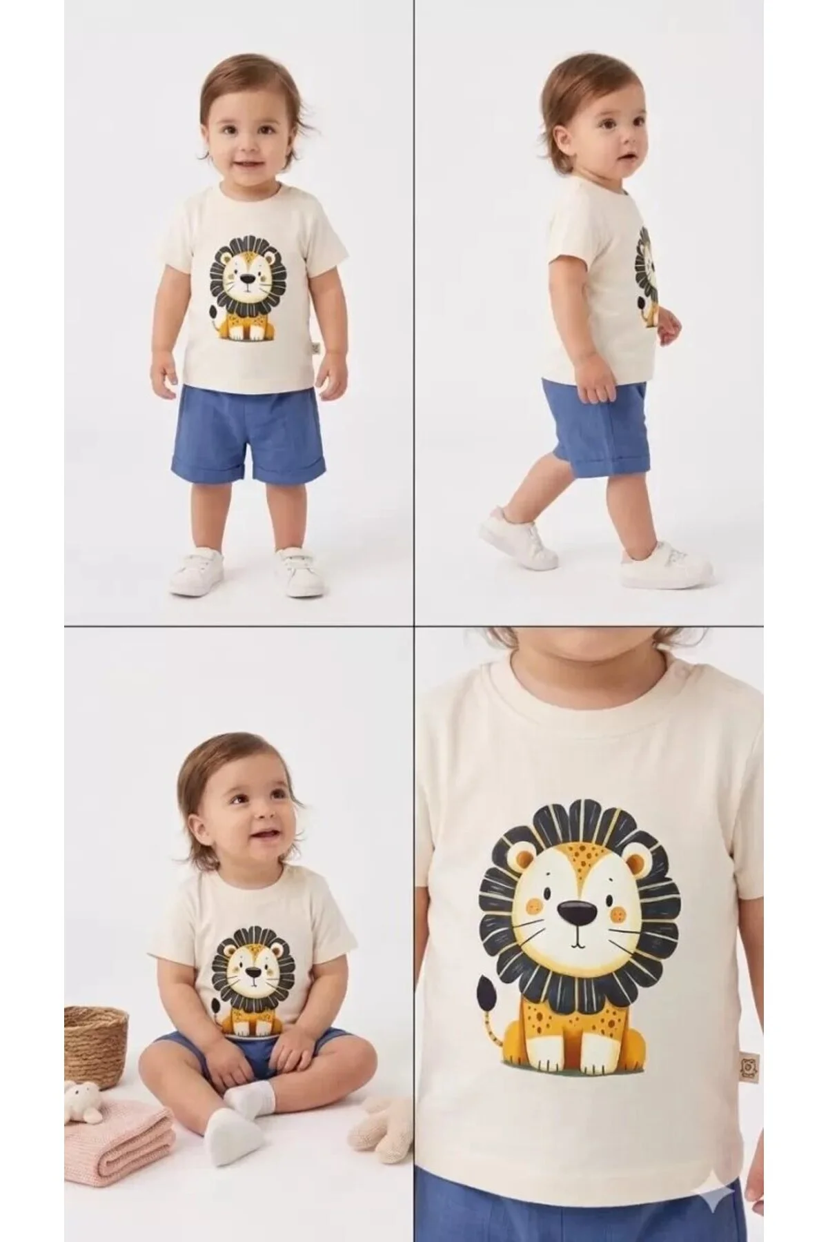 6/24 Ay Keten Şortlu Basic Bebek Takımı
