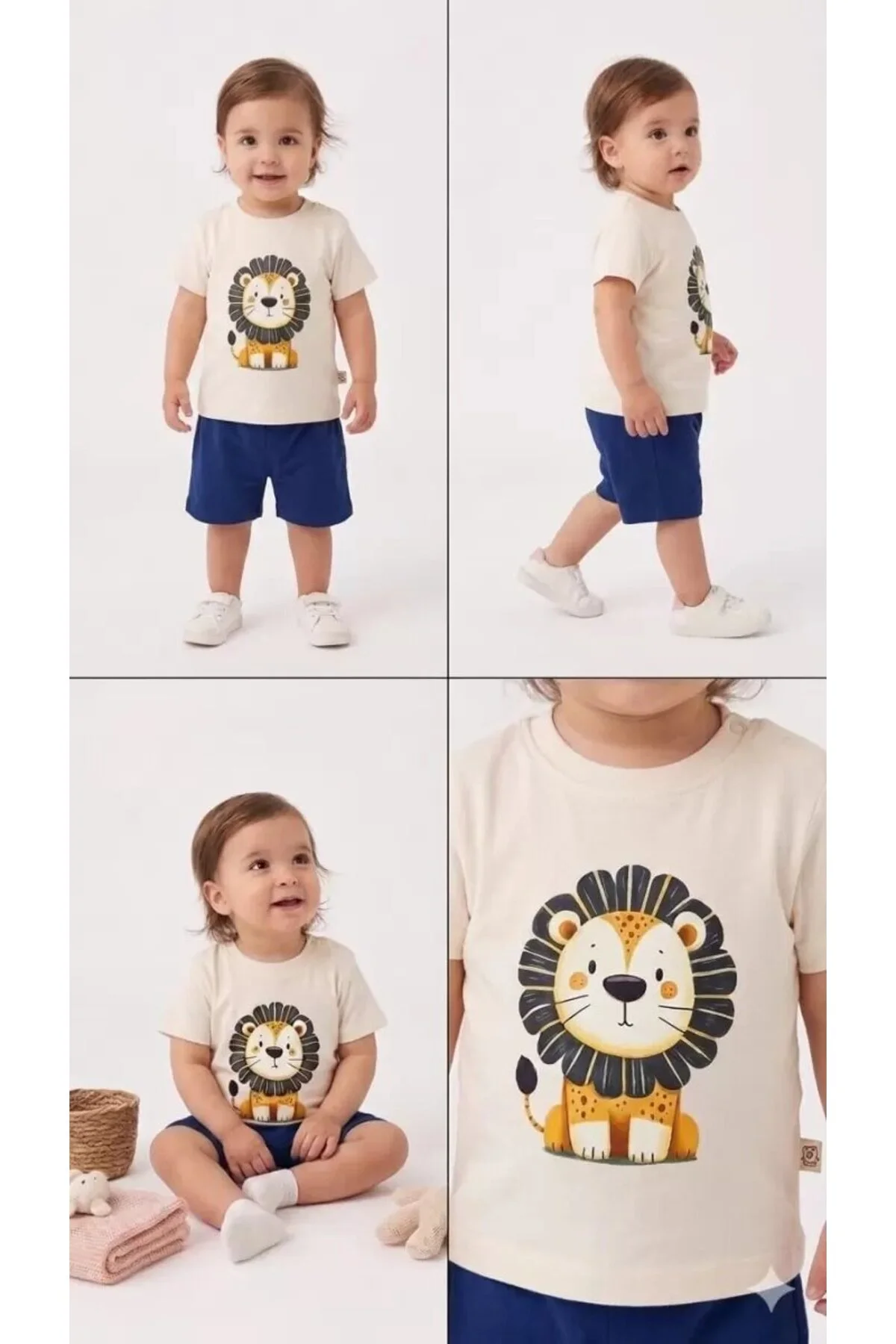 6/24 Ay Keten Şortlu Basic Bebek Takımı