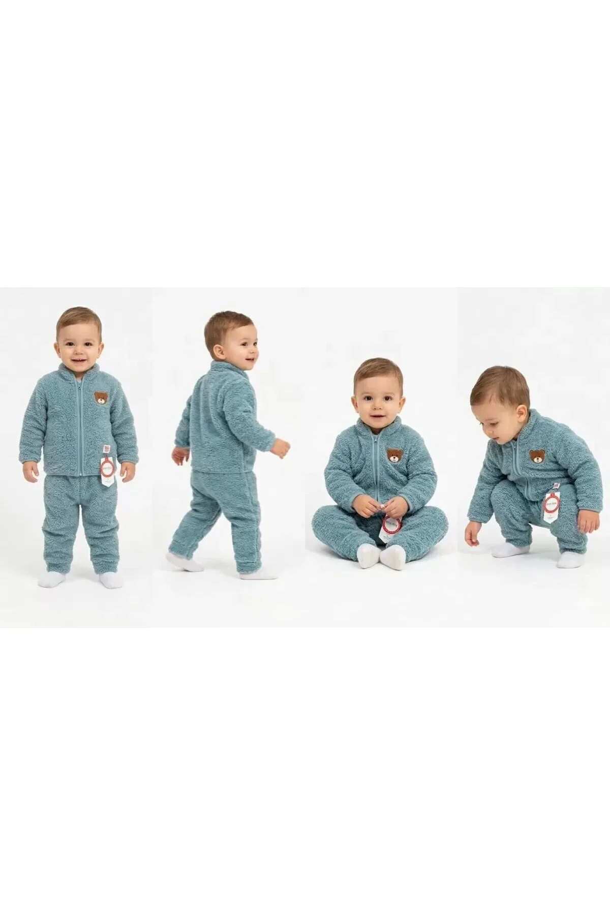 6/24 Ay Peluş Kumaş Fermuarlı Bebek Takımı