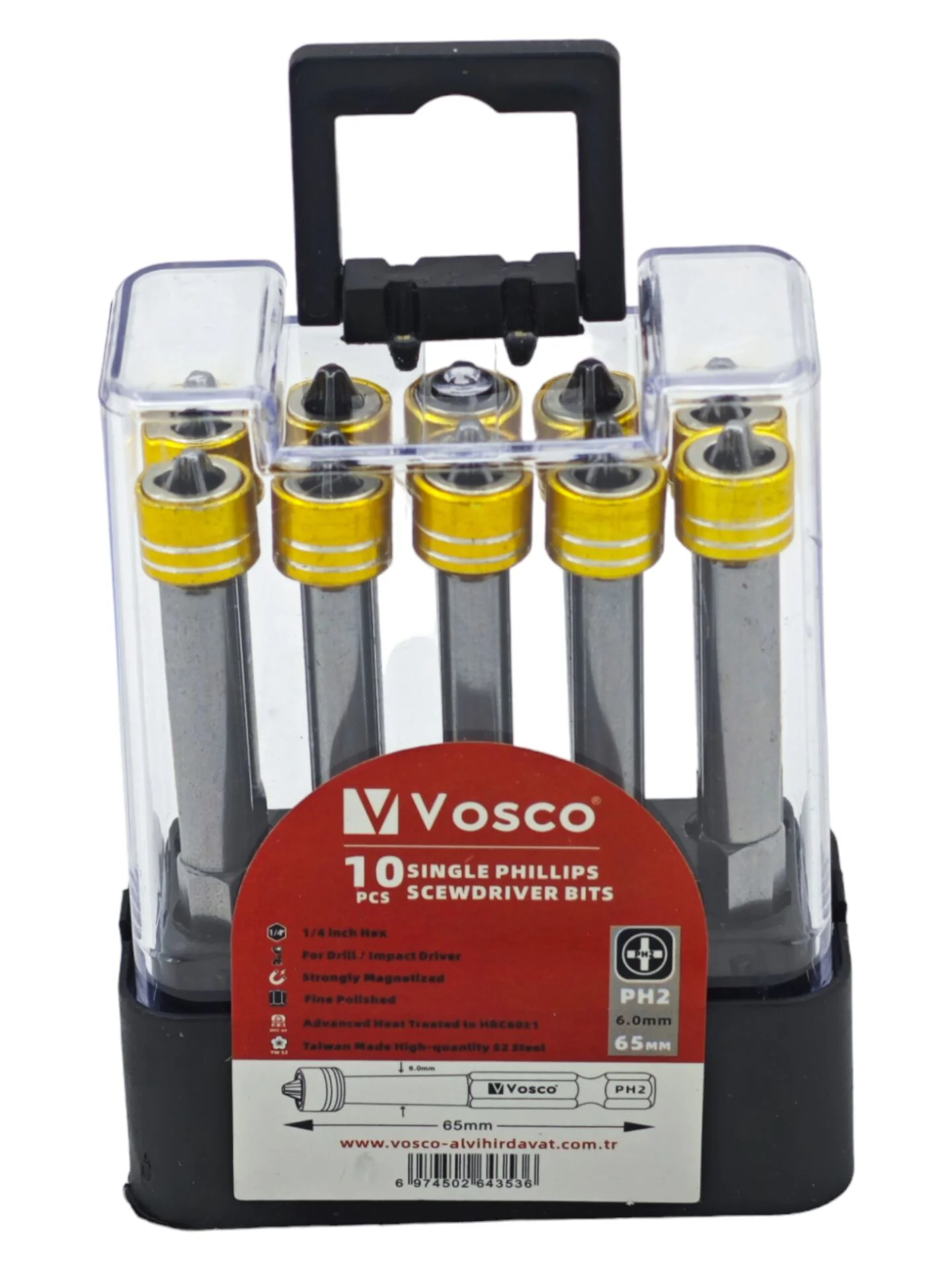 6365   Vosco Yüzüklü Bits Uç PH2-65mm 10lu