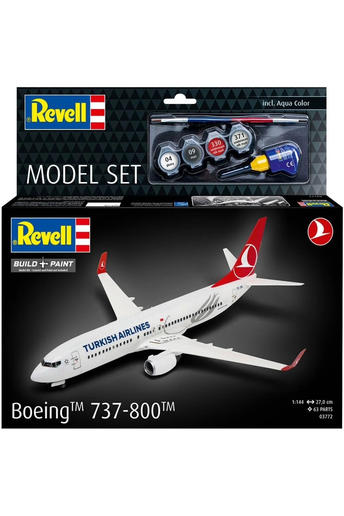 63772 Model Seti Boeing 737-800 "Türk Hava Yolları 1:144 Ölçekli Yapısız Plastik Mod