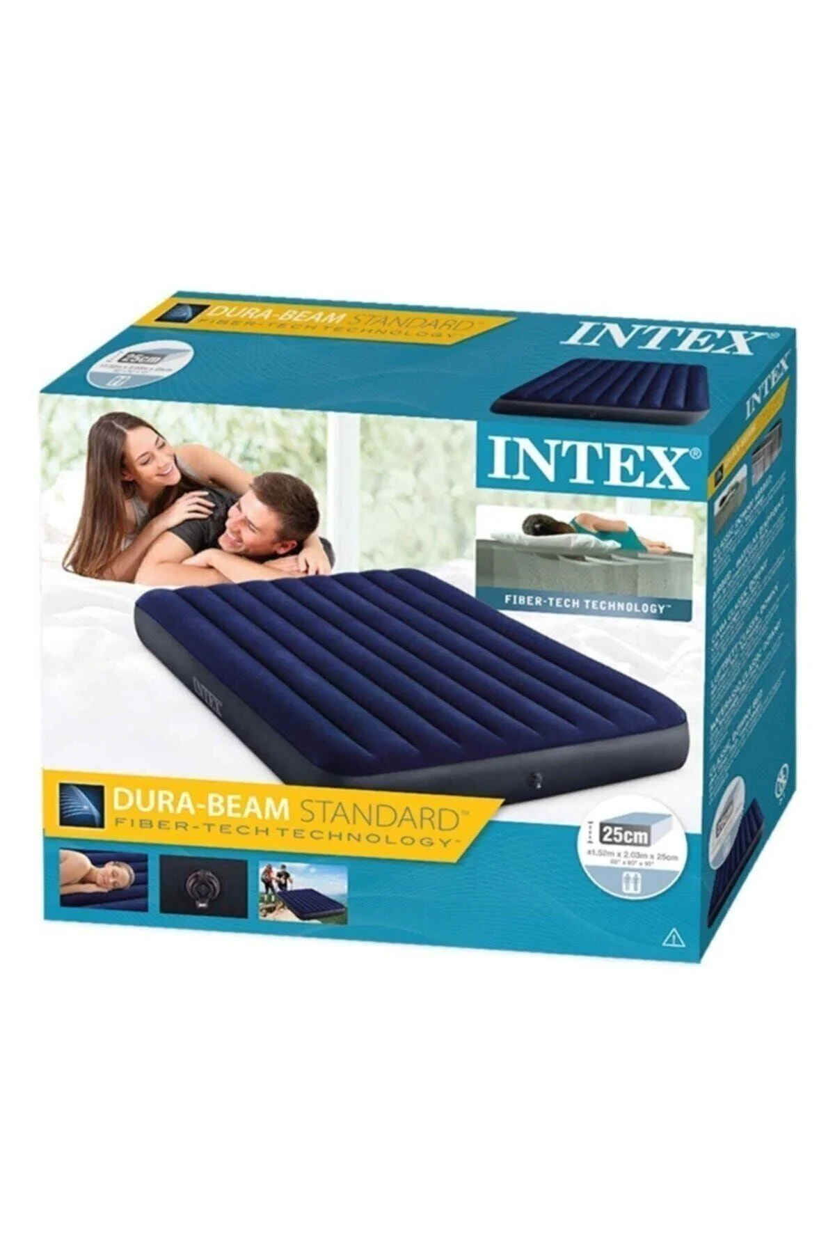 64759 Çift Kişilik Şişme Yatak Klasik Dura-beam 152x203x25 Cm