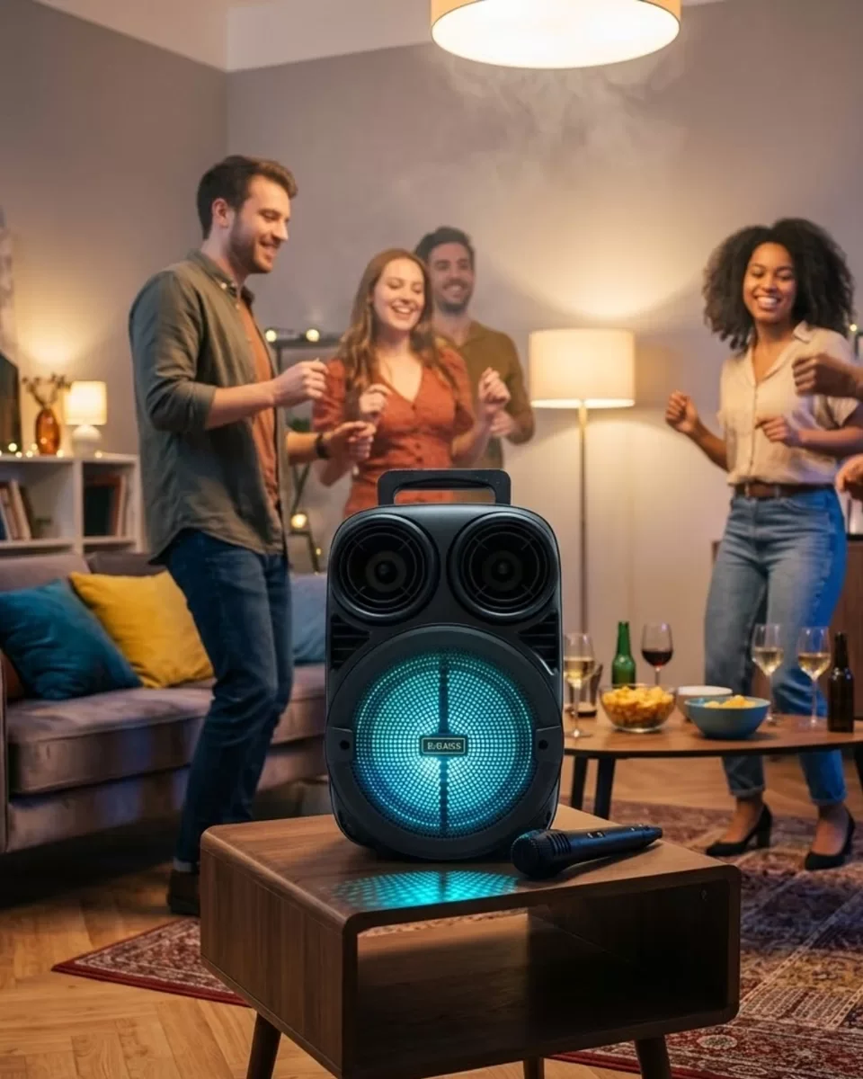 6.5 İnç Bluetooth Karaoke Hoparlörü - RGB Işıklı, Mikrofonlu ve Taşınabilir Ses Sistemi