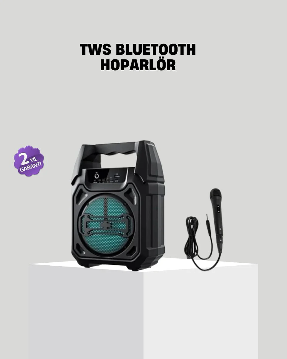 6.5 İnç Mikrofonlu Bluetooth Karaoke Hoparlörü - 15W Taşınabilir Parti Sistemi