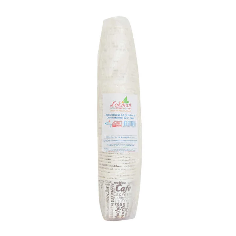 6.5 Oz Kullan At Kağıt Bardak - Sıcak İçecekler İçin Otomat Bardak 50'li Paket 6.5 Oz Kullan At Kağıt Bardak - Sıcak İçecekler İçin Otomat Bardak 50'li Paket