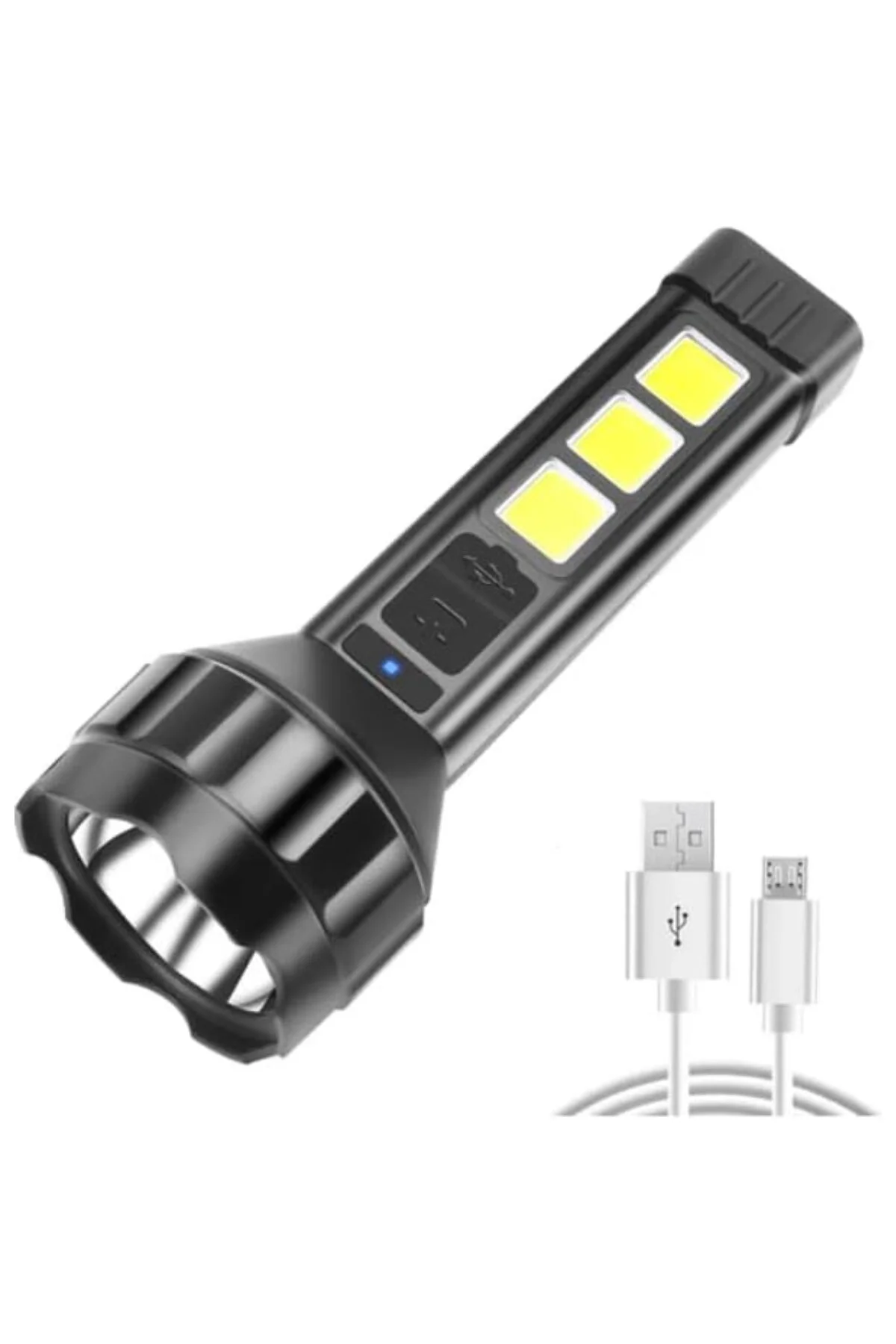 659 Usb Şarjlı El Feneri COB Yan Işık Güçlü El Feneri USB Şarj Ed 659 Usb Şarjlı El Feneri COB Yan Işık Güçlü El Feneri USB Şarj Ed