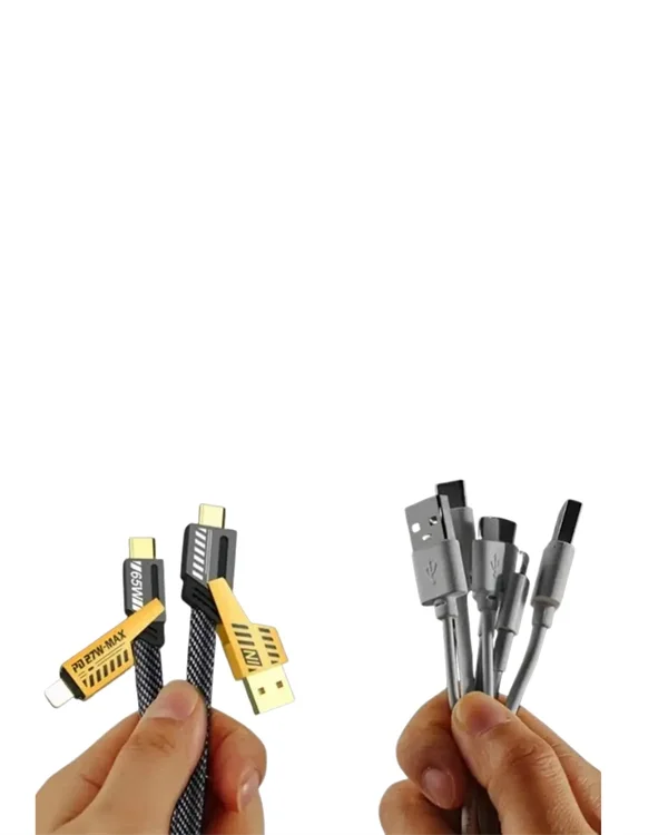 65W 4'ü 1 Arada Çoklu Şarj Kablosu – USB-C, USB-A, Lightning, Veri ve Şarj Desteği Yeni Nesil