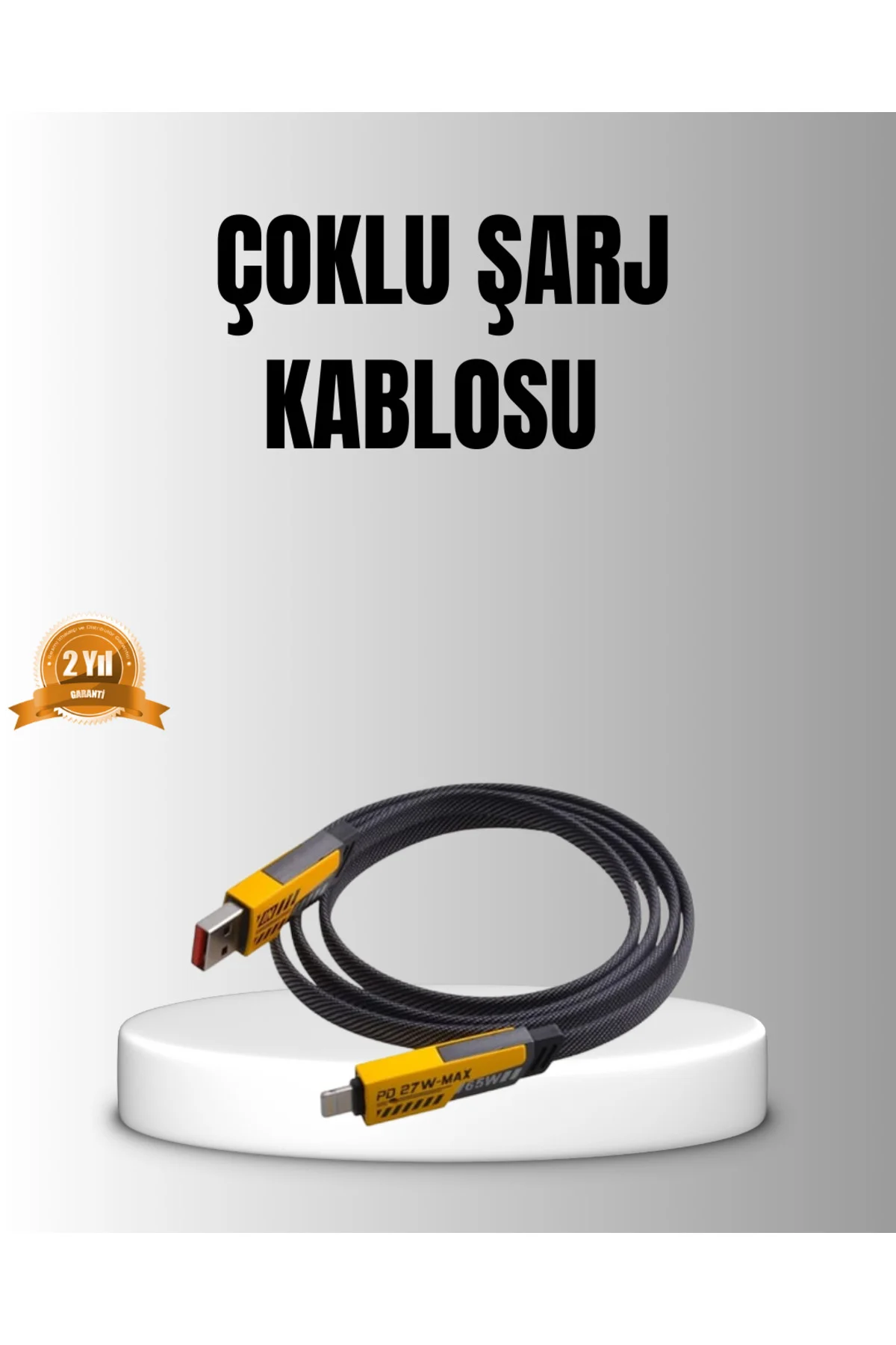 65W 4’ü 1 Arada Örgülü Hızlı Şarj Kablosu USB-C USB-A Çoklu Şarj 
