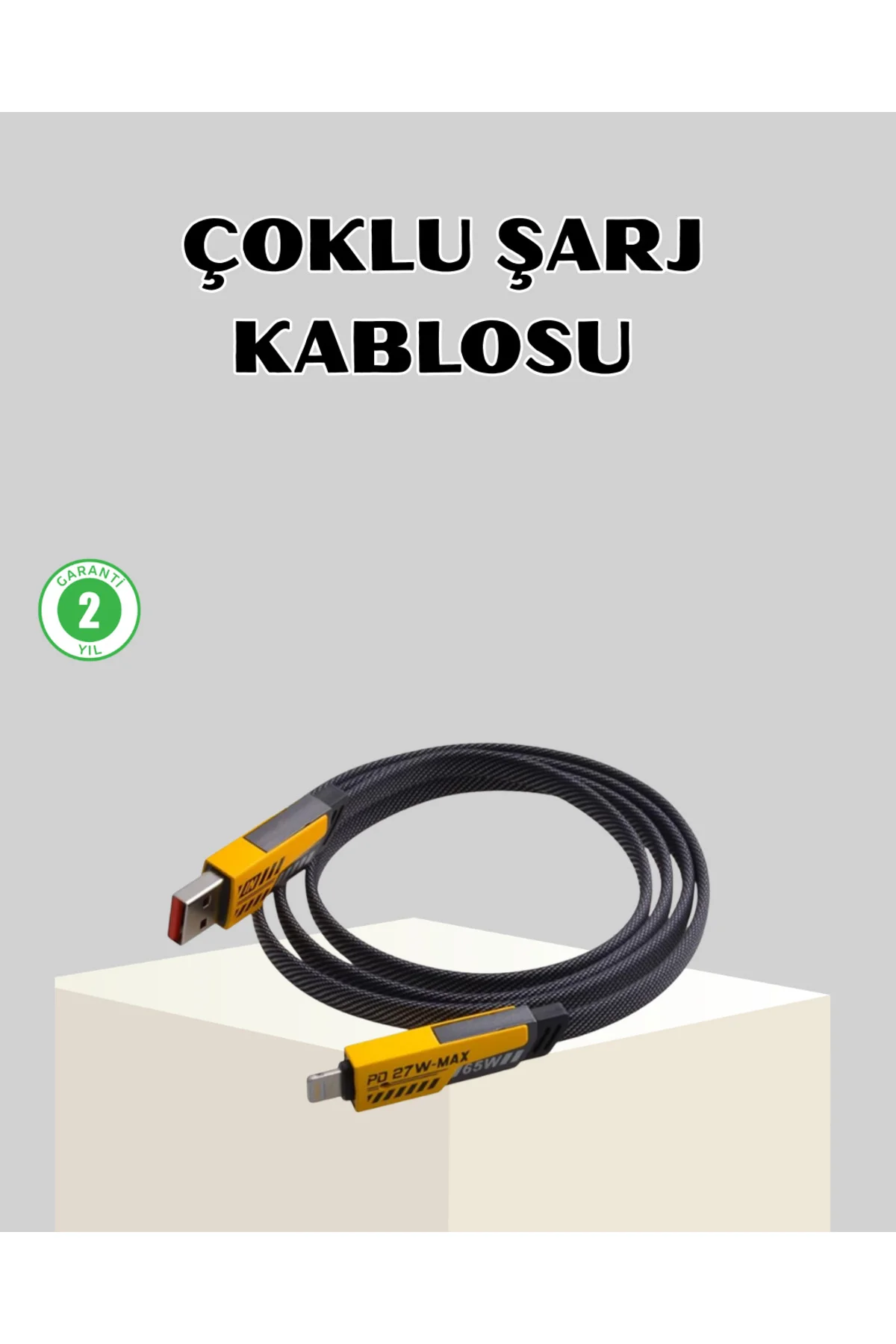 65W Çoklu Şarj Kablosu 4’ü 1 Arada Örgülü Hızlı Veri Aktarım USB-C USB-A