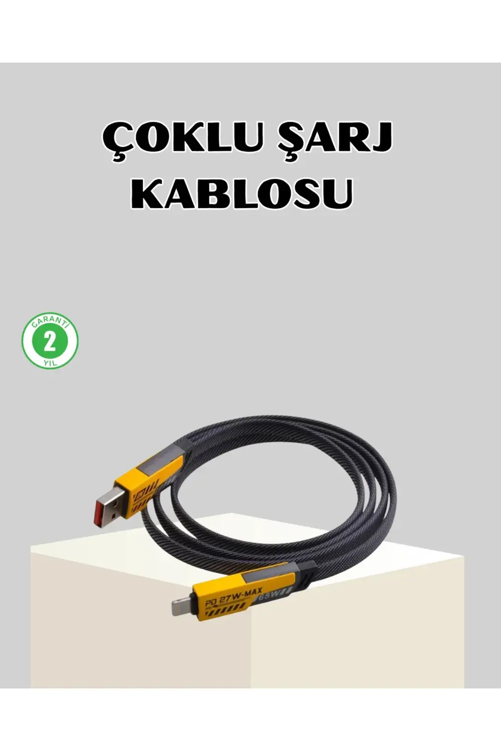 65W Çoklu Şarj Kablosu 4’ü 1 Arada Örgülü Hızlı Veri Aktarım USB-
