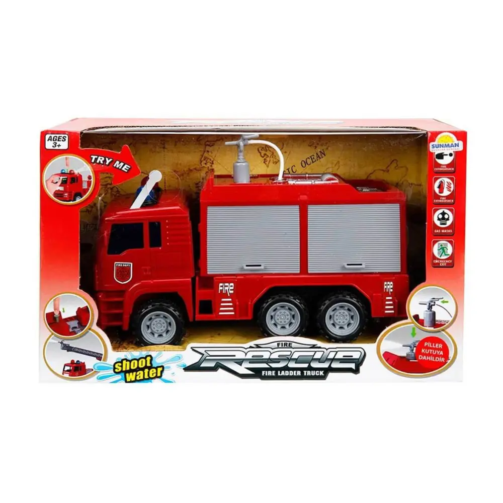 66110 Maxx Wheels Sesli ve Işıklı Su Fışkırtan İtfaiye Aracı 24 c