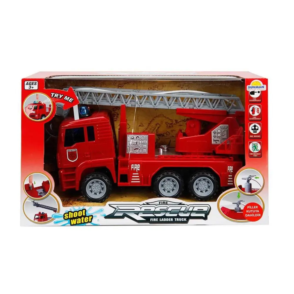 66110 Maxx Wheels Sesli ve Işıklı Su Fışkırtan İtfaiye Aracı 24 c