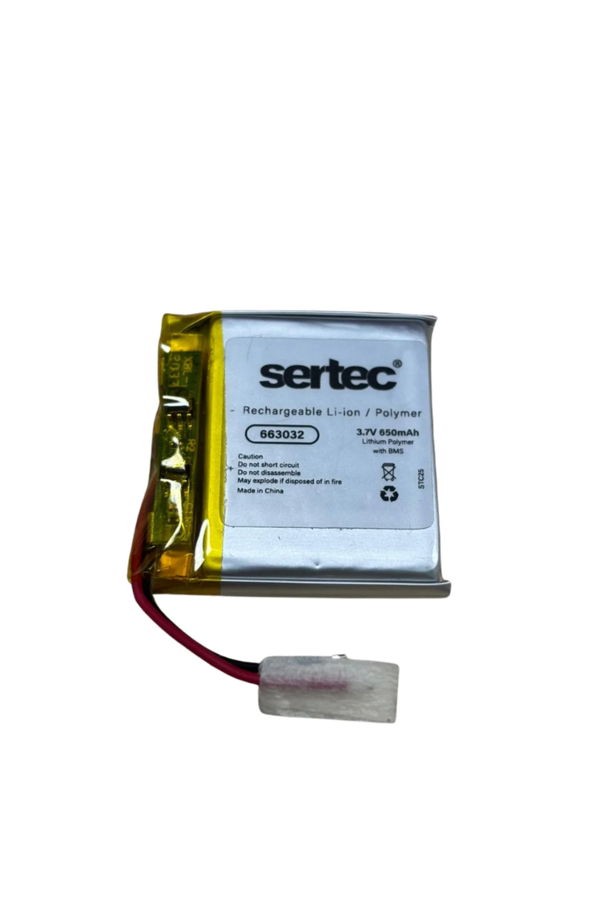 663032 3.7V 650mAh Li-Polymer Pil (Devreli/1.5A)