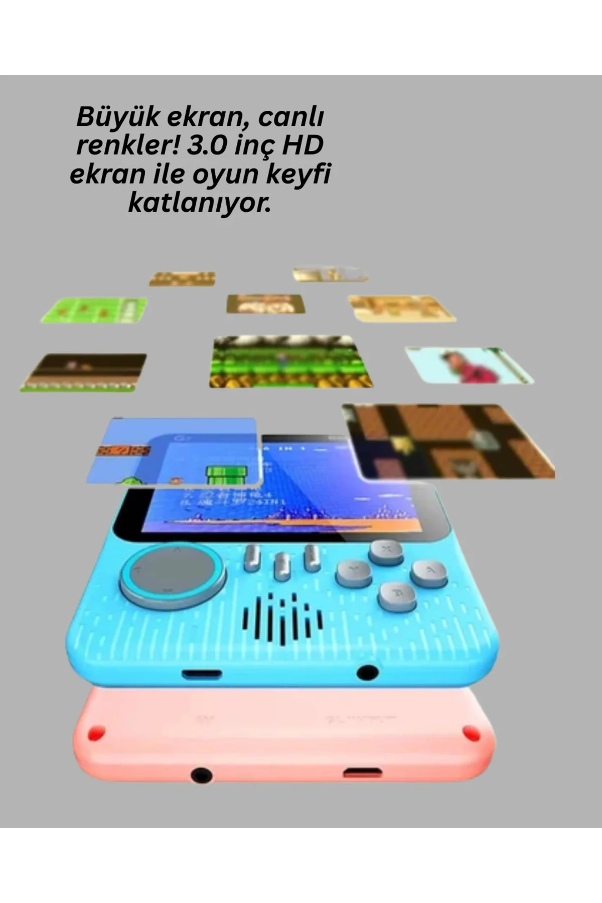 666 Klasik Oyunlu Mini Retro Konsol – Büyük Ekran Desteği - Lisin