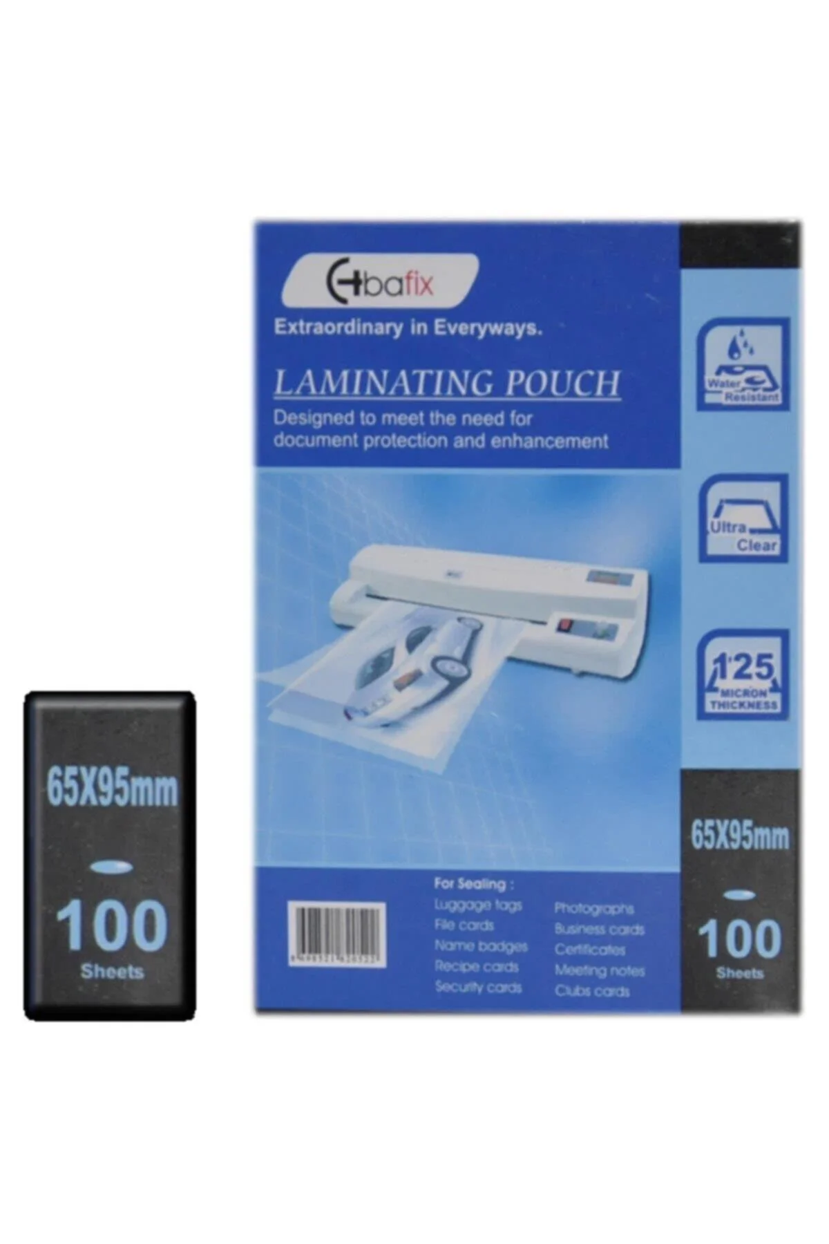 66636 Laminasyon Filmi 6.5 Cm X 9.5 Cm 125 Micron 100 Lü (1 Paket