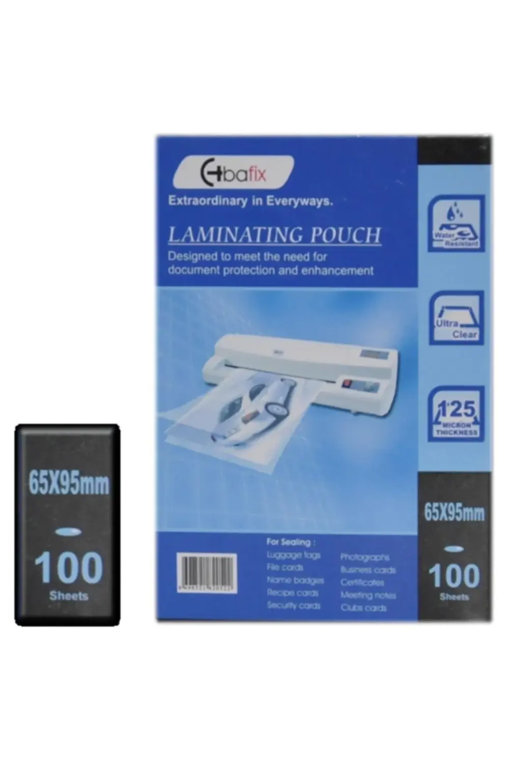 66636 Laminasyon Filmi 6.5 Cm X 9.5 Cm 125 Micron 100 Lü (1 Paket