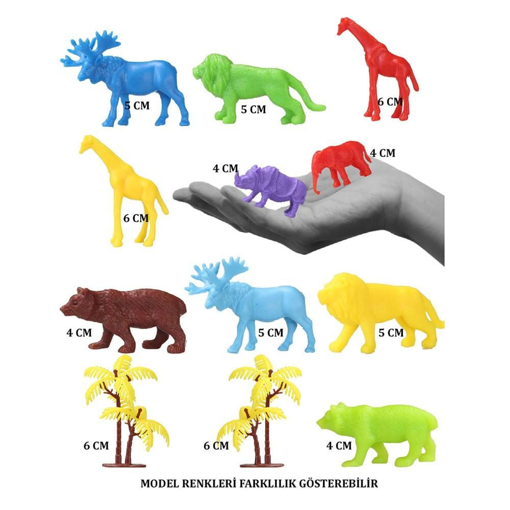669 Toy Play 12 Parça Renkli Mini Vahşi Hayvanlar Figür Seti 4-6