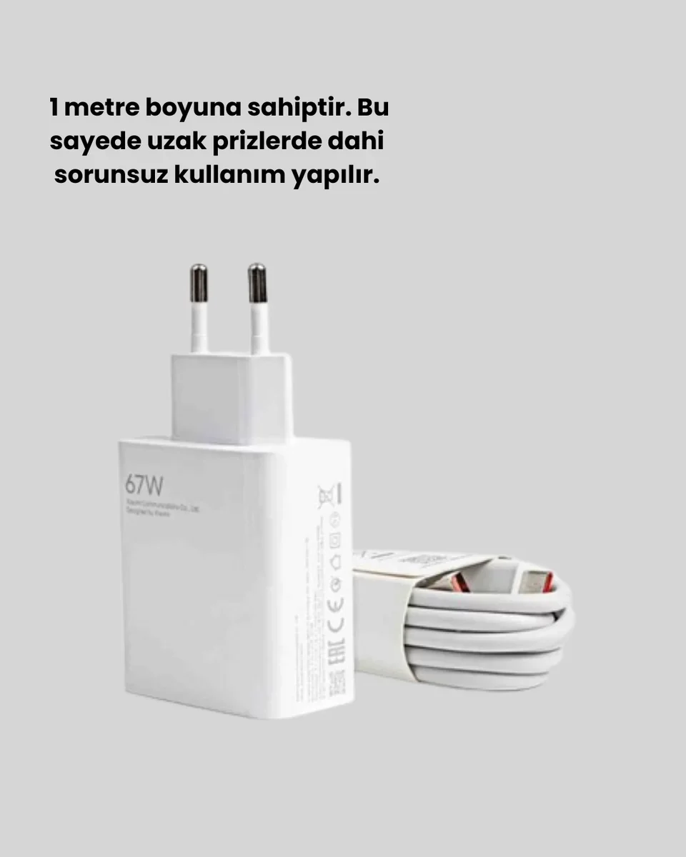 67 Watt Akıllı Hızlı Şarj Aleti Poco F2 F3 F4 Uyumlu - QC 5.0 & Turbo Güç