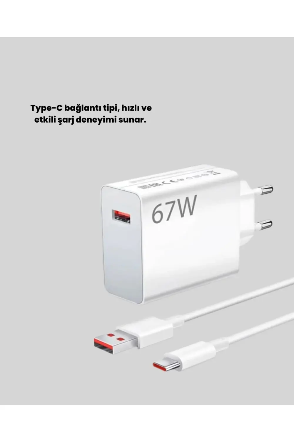 67 Watt Güvenli Hızlı Şarj Adaptörü Samsung M31 M33 M51 Uyumlu