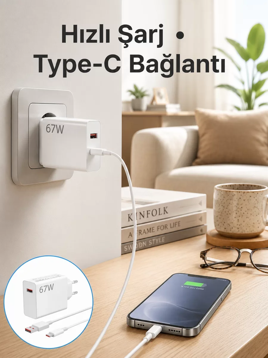 67 Watt Hızlı Şarj Aleti Poco F2 F3 F4 Uyumlu Yeni Nesil