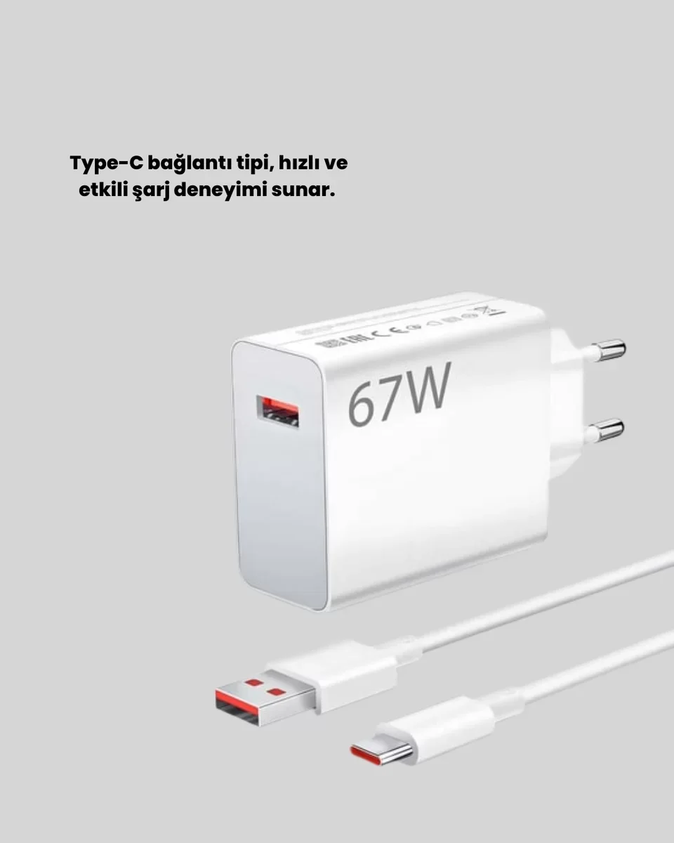 67 Watt Tip C Hızlı Şarj Adaptörü - Xiaomi Uyumluluğu ve Yeni Nesil Teknoloji