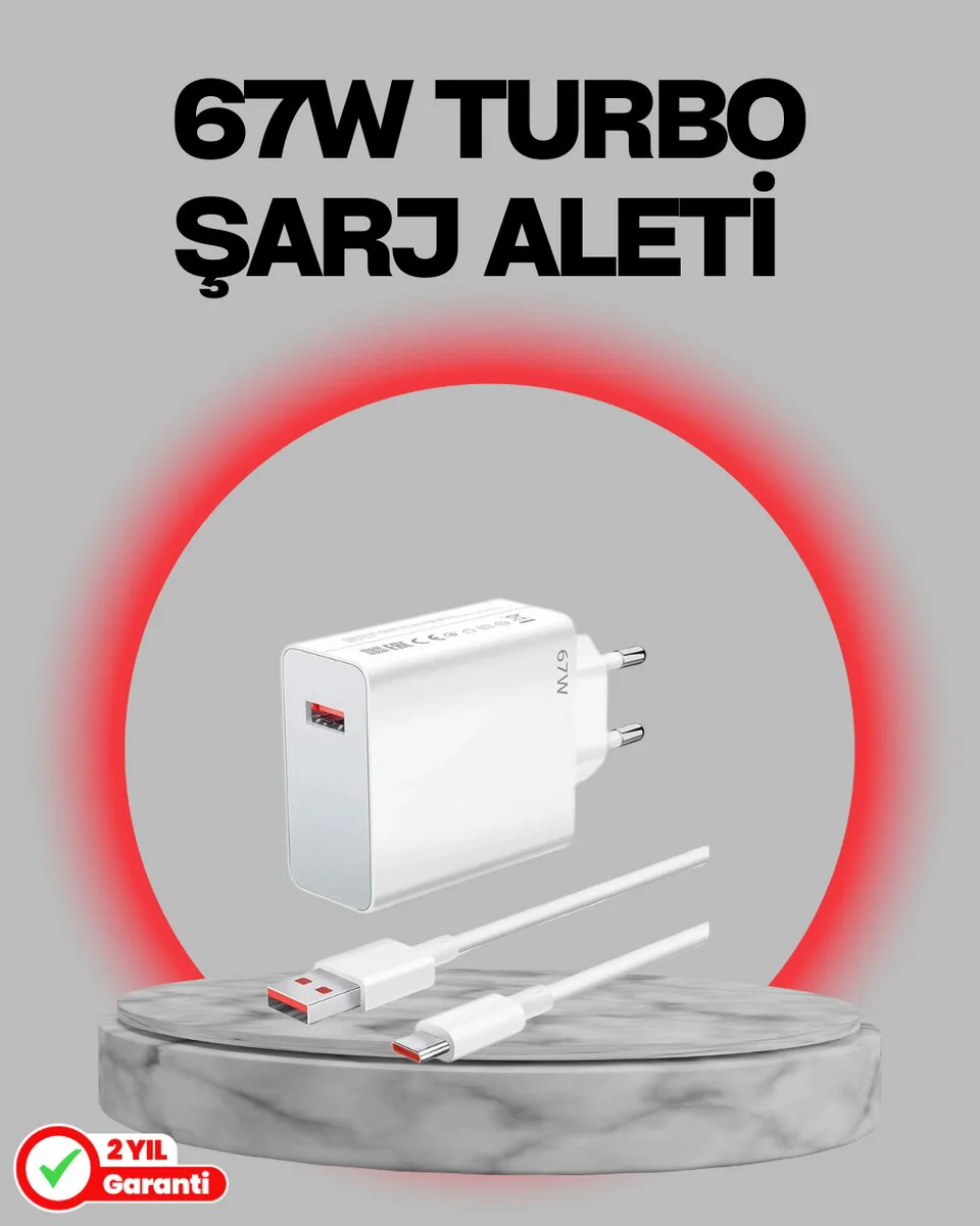 67 Watt Turbo Destekli Şarj Cihazı - Honor 50 70 90 Uyumlu Hızlı Şarj Adaptörü