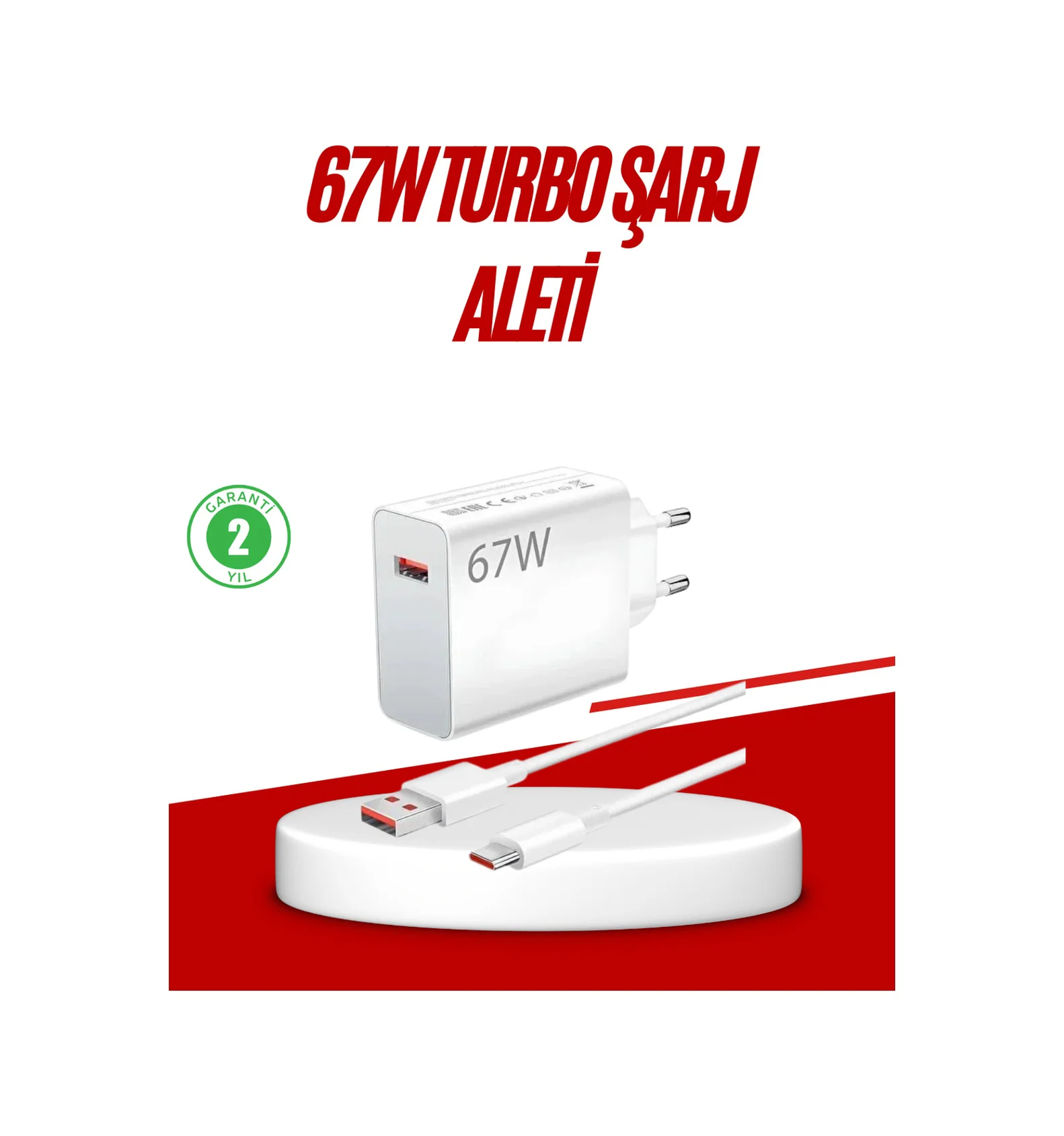67 Watt Type C Hızlı Şarj Cihazı Huawei P30 P40 Mate 20 Pro Uyumlu - Lisinya
