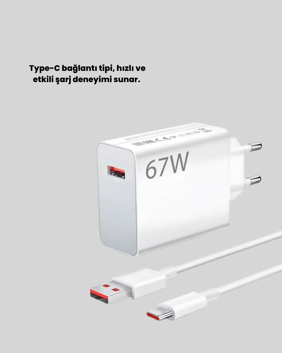 67 Watt Type C Hızlı Şarj Başlık Xiaomi Black Shark Uyumlu Yeni Nesil