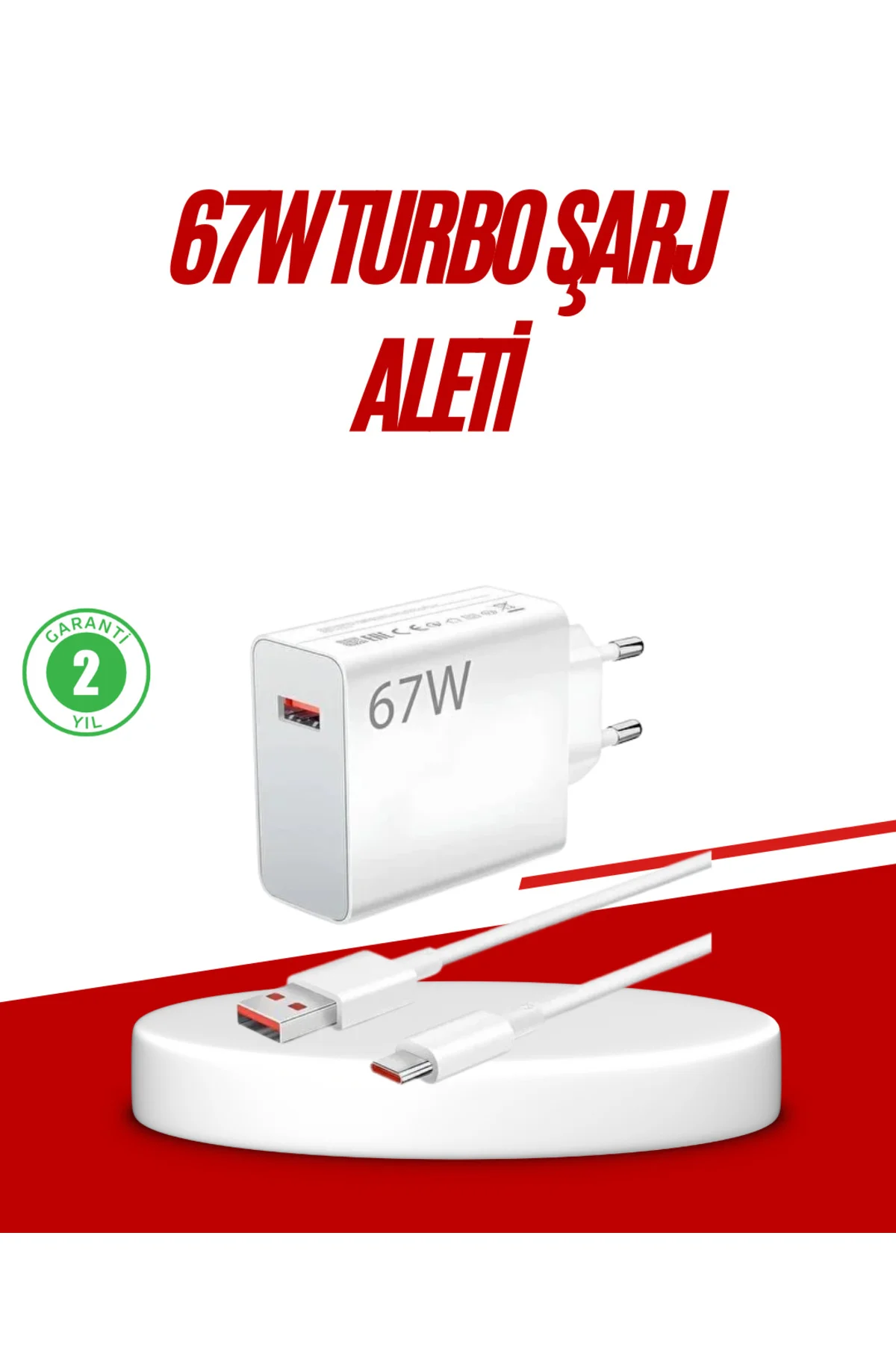 67 Watt Type C Hızlı Şarj Cihazı Huawei P30 P40 Mate 20 Pro Uyumlu