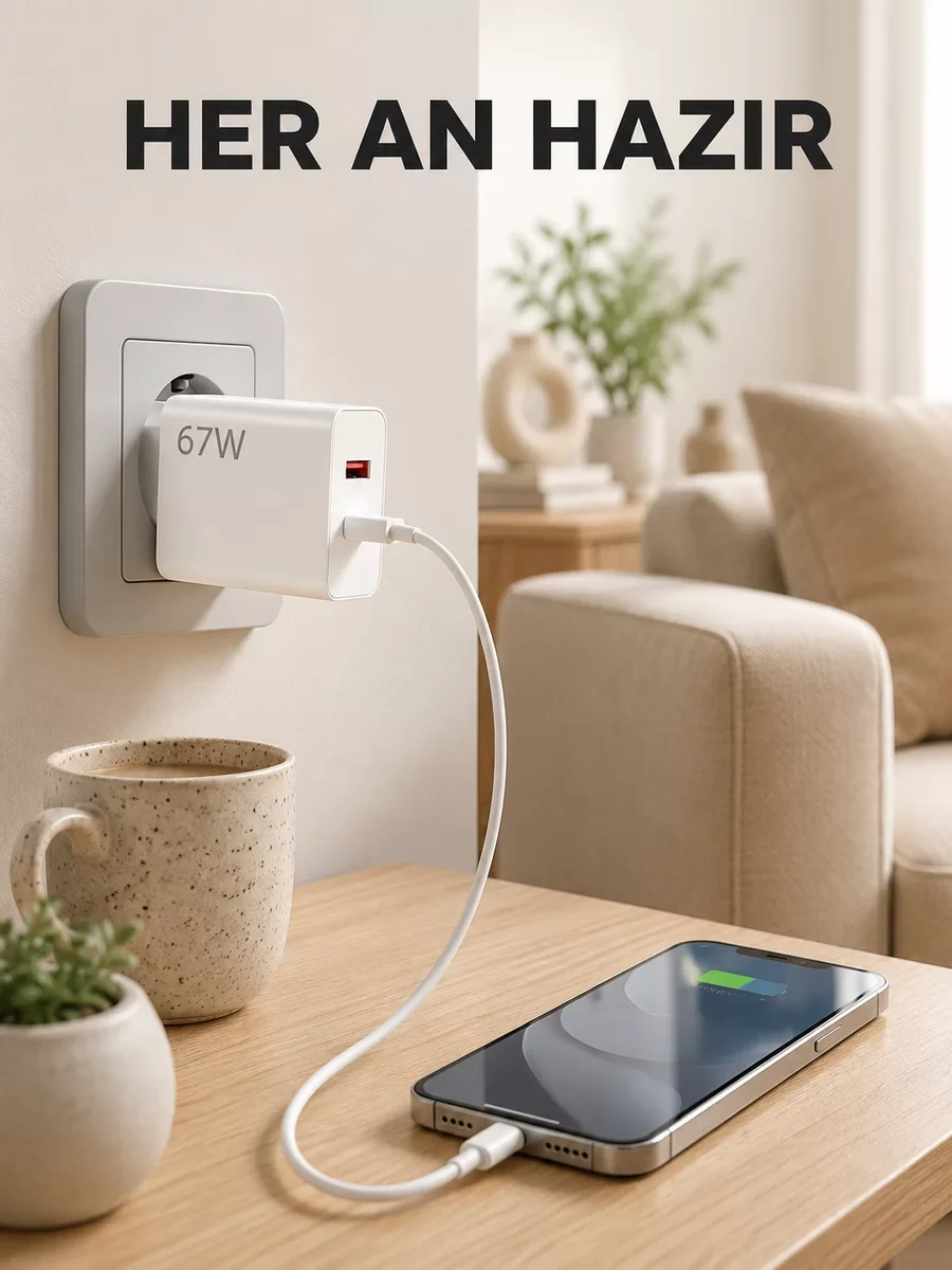 67 Watt Type C Şarj Adaptörü - Yeni Nesil Asus Zenfone 7 8 9 Uyumlu, Hızlı Şarj