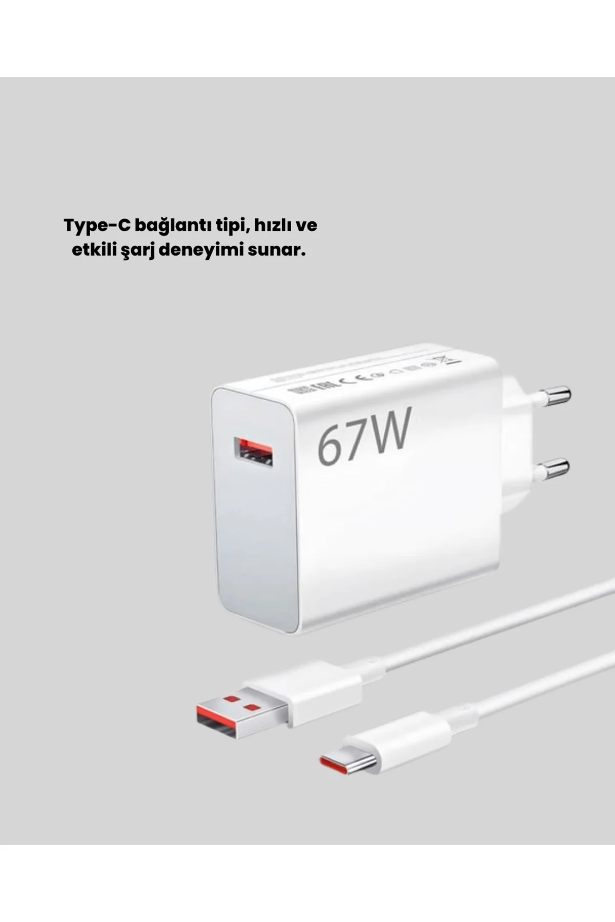 67 Watt Type C Şarj Adaptörü Asus Zenfone 7 8 9 Uyumlu