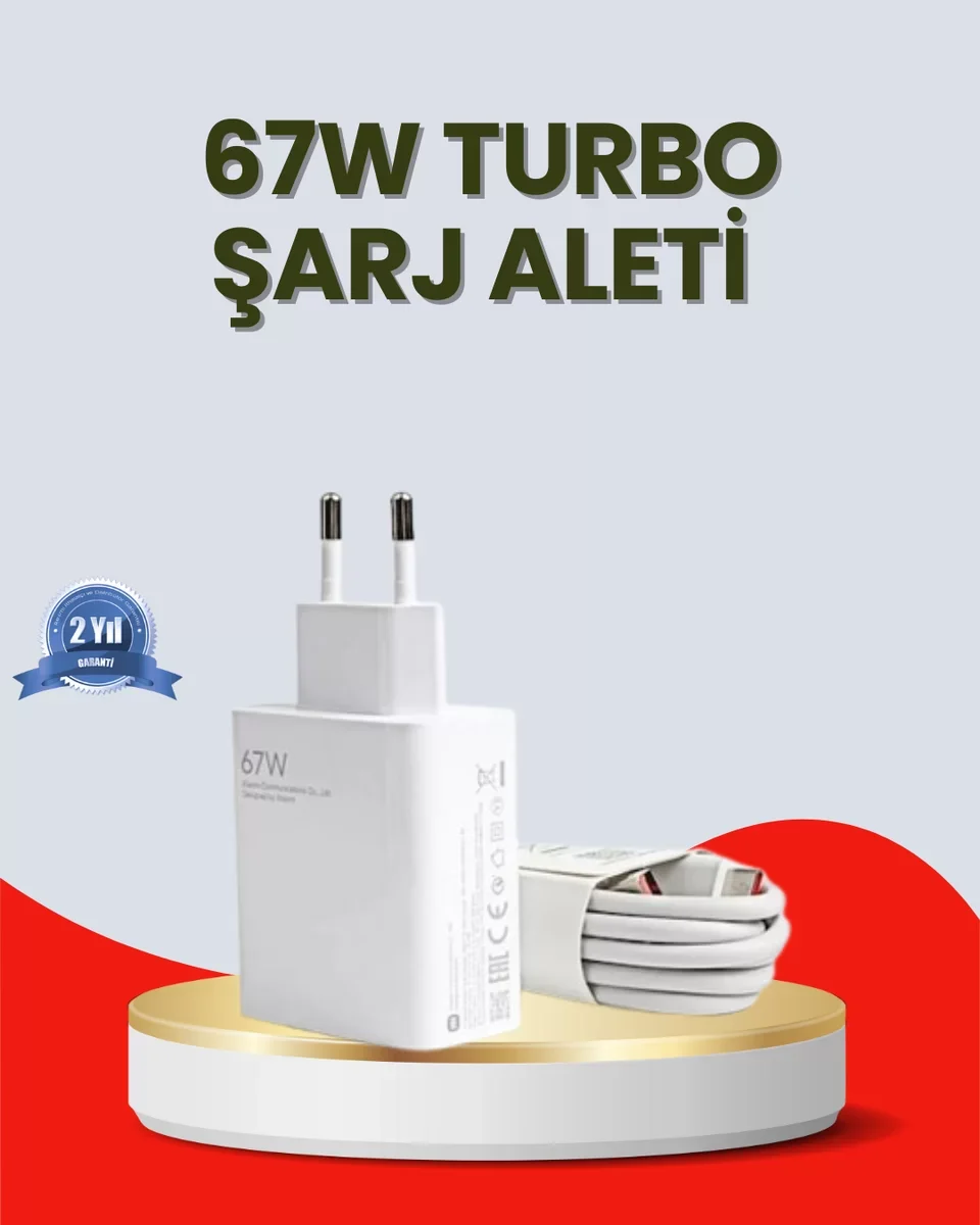 67 Watt Ultra Hızlı Şarj Adaptörü - Redmi 9 10 12C Uyumlu, Turbo Şarj ve Güvenlik Özellikli