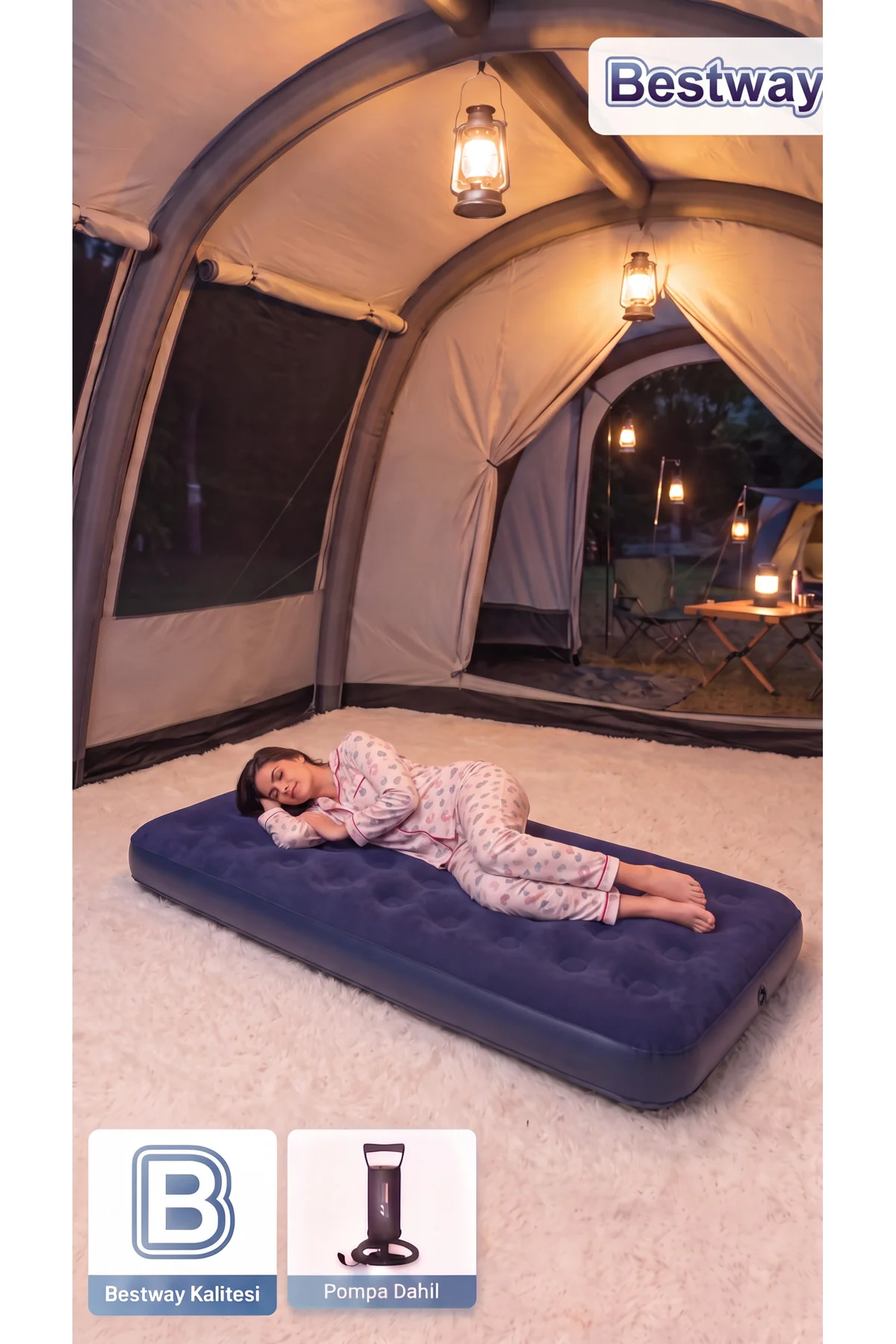 67000 Tek Kişilik Şişme Yatak + 62002 Pompa 185X76X22 cm 67000 Tek Kişilik Şişme Yatak + 62002 Pompa 185X76X22 cm - Görsel 3