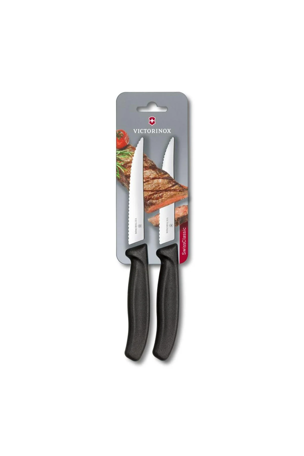 6.7933.12B 12cm Siyah 2li Tırtıklı Biftek Bıçağı, Blisterli Paket