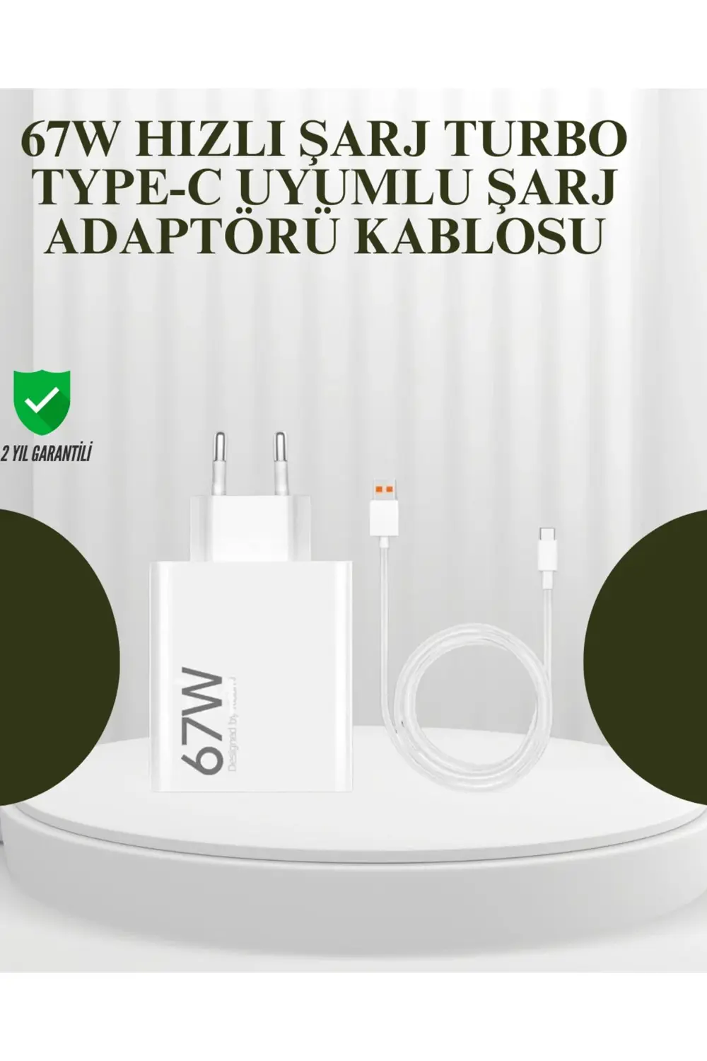 67W Güçlü Şarj Adaptörü ve Turbo Kablo Uzun Ömürlü Dayanıklı Tasa