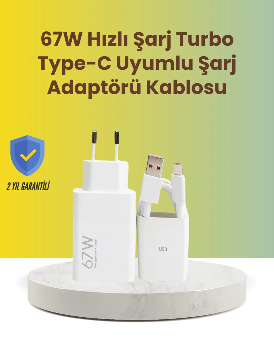 67W Hızlı Şarj Adaptörü ve Type-C Kablo Seti - Ev, İş ve Seyahat İçin Güçlü Çözüm