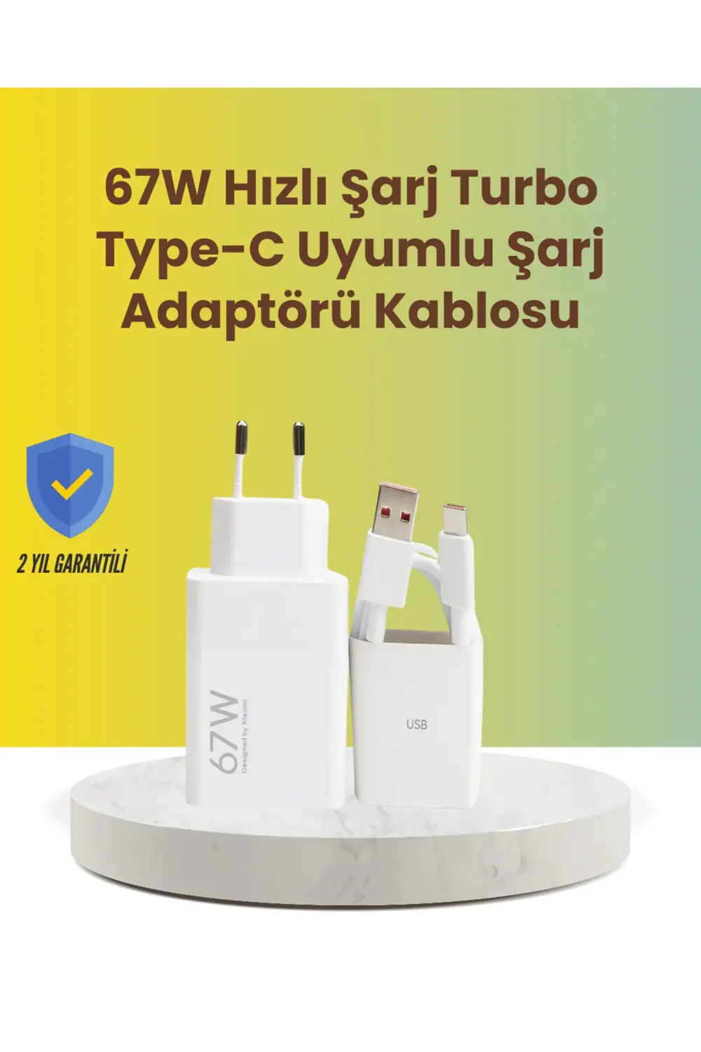 67W Hızlı Şarj Adaptörü ve Veri Aktarım Özellikli Type-C Kablo Se