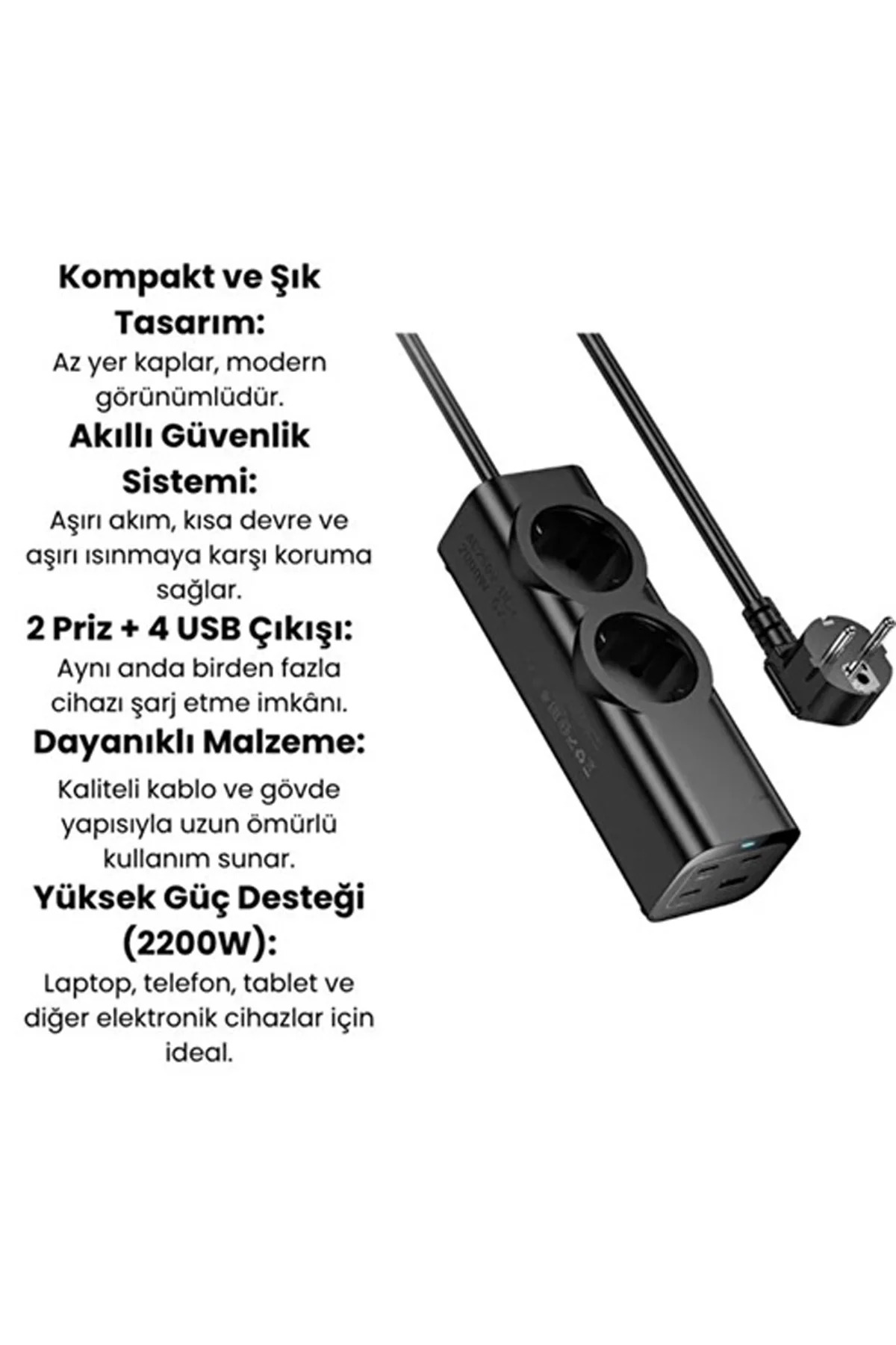 67w Hızlı Şarjlı Akıllı Çoklu Priz – 2000w Güç, 2 Usb-c + 2 Usb-a Çıkışlı, Telefon & Laptop Uyumlu 67w Hızlı Şarjlı Akıllı Çoklu Priz – 2000w Güç, 2 Usb-c + 2 Usb-a Çıkışlı, Telefon & Laptop Uyumlu