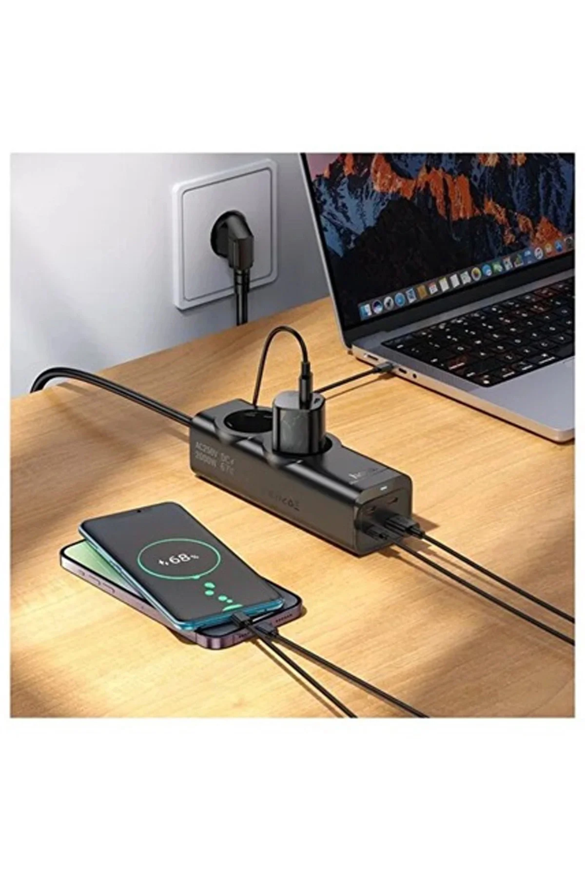 67W Hızlı Şarjlı Akıllı Çoklu Priz – 2000W Güç, 2 Usb-C + 2 Usb-A Çıkışlı, Telefon & Laptop Uyumlu 67W Hızlı Şarjlı Akıllı Çoklu Priz – 2000W Güç, 2 Usb-C + 2 Usb-A Çıkışlı, Telefon & Laptop Uyumlu - Görsel 3
