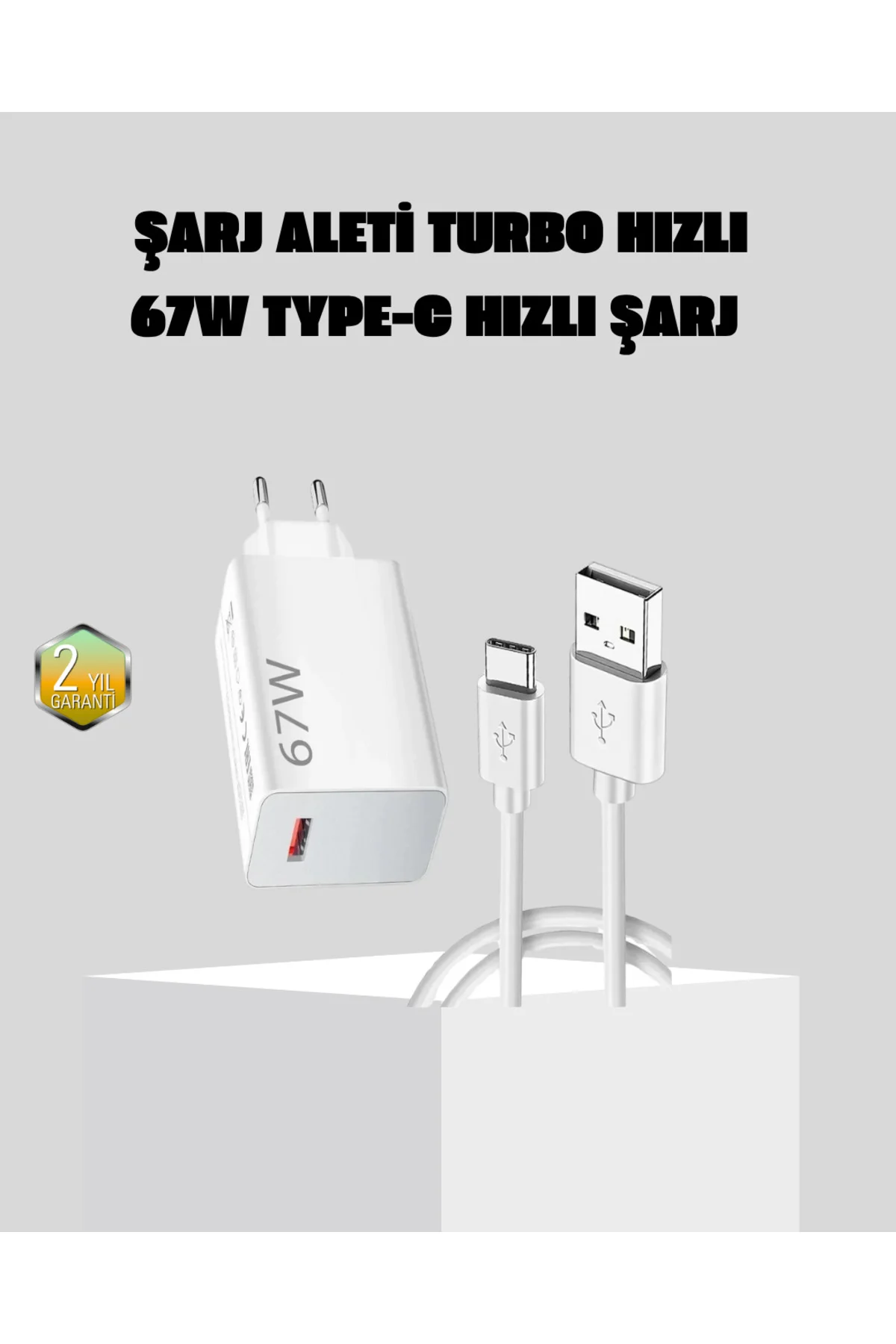67W Süper Hızlı Şarj Adaptörü ve Kablo Seti – Güvenli, Kompakt ve Ergonomik Tasarım