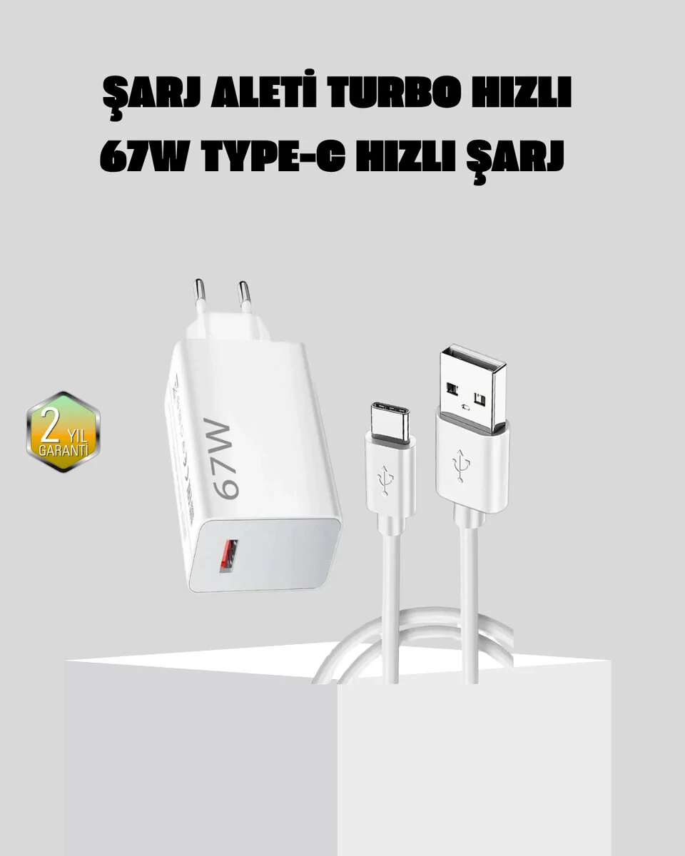 67W Süper Hızlı Şarj Adaptörü ve Kablo Seti – Turbo Şarj, Güvenli ve Kompakt Tasarım