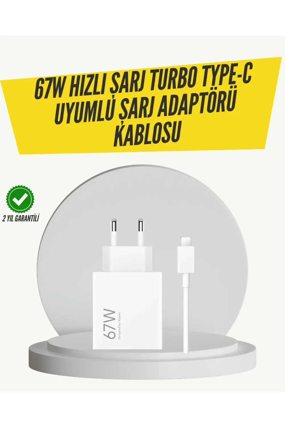 67W Turbo Hızlı Şarj Adaptörü ve Type-C Kablo Güvenli Şarj Teknol