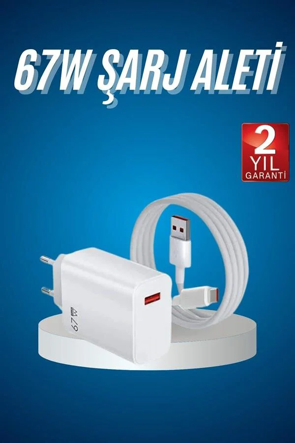 67W Turbo Hızlı Şarj Adaptörü ve Kablosu - 120W Gücü ile Cihazlarınızı Şarj Edin