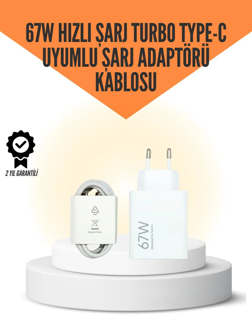 67W Turbo Hızlı Şarj Cihazı Type-C Set - 67W Güç, Turbo Şarj, Yüksek Isı Dayanıklı