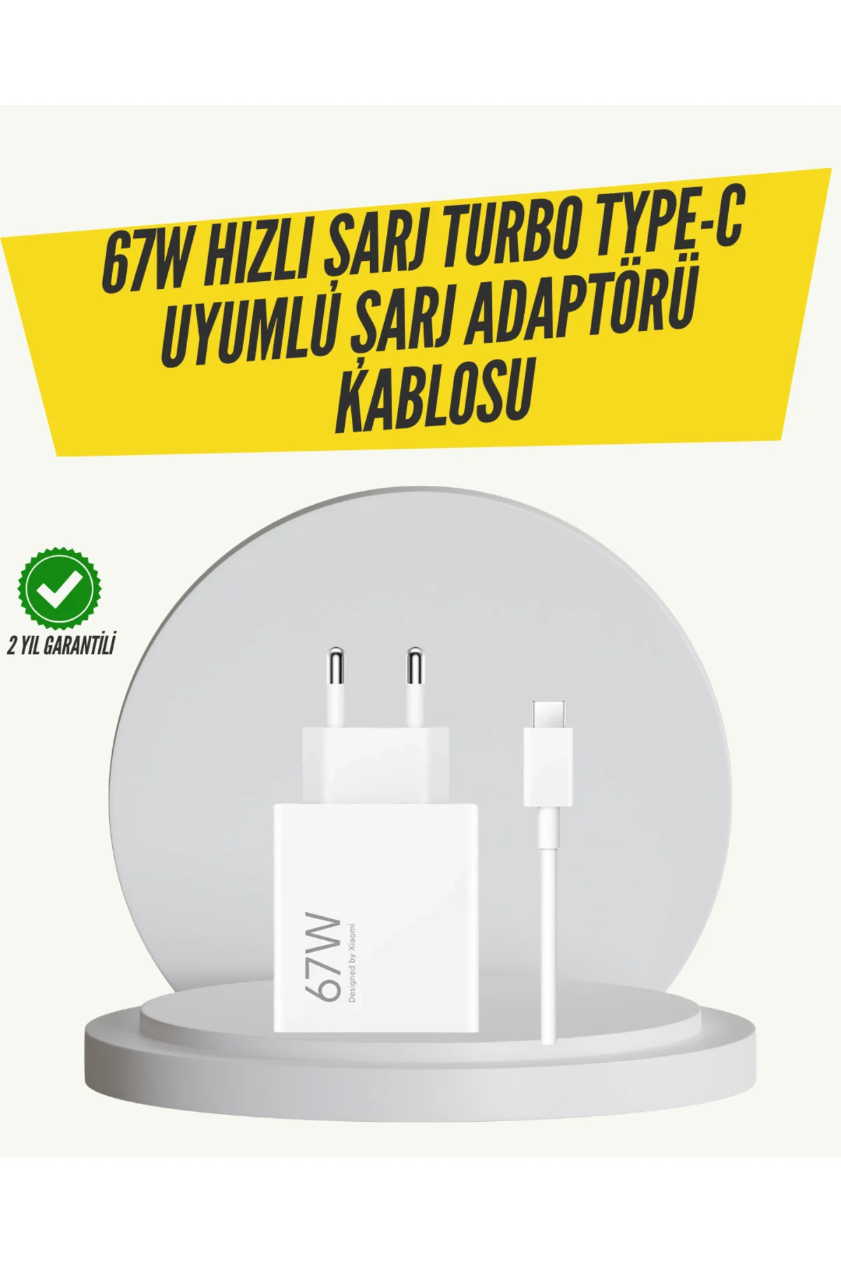 67W Turbo Hızlı Şarj Adaptörü ve Type-C Kablo Güvenli Şarj Teknolojisi