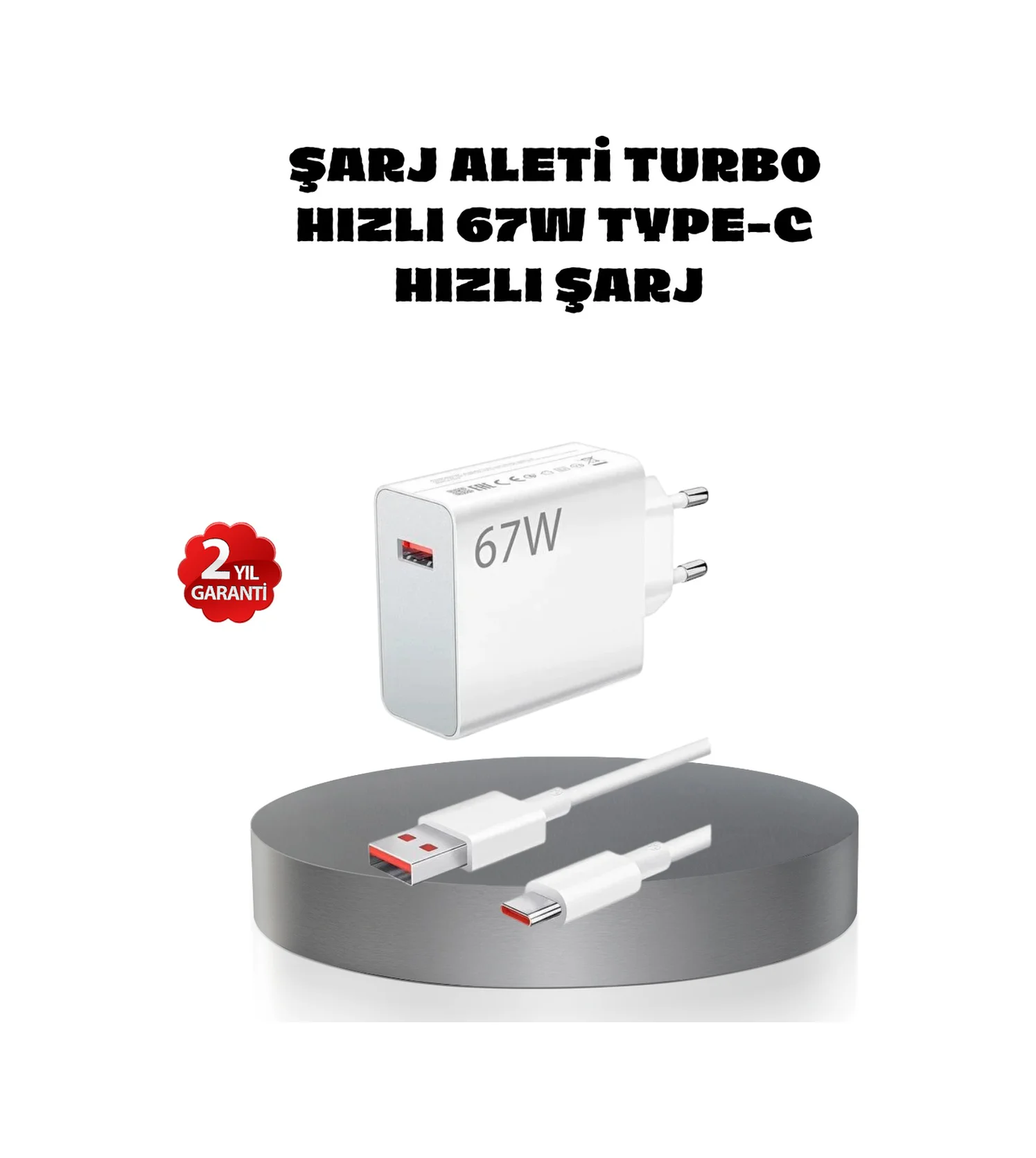 67w Turbo Type-c Hızlı Şarj Adaptörü Akıllı Koruma Çipli, Hızlı Şarj Destekli